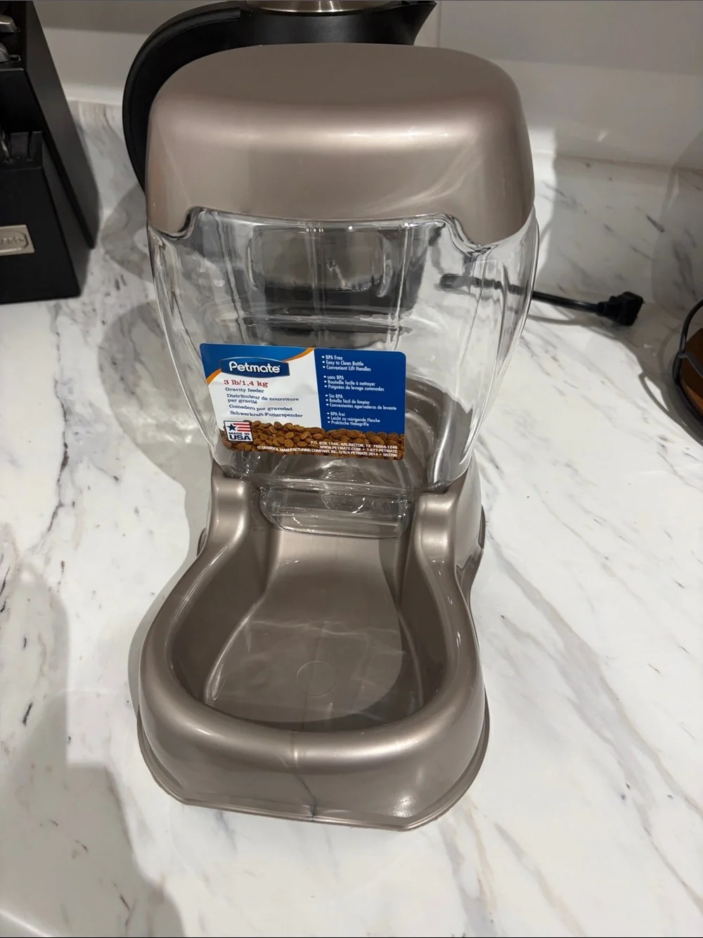 NWT Petmate Gravity Pet Feeder in Metallic Taupe